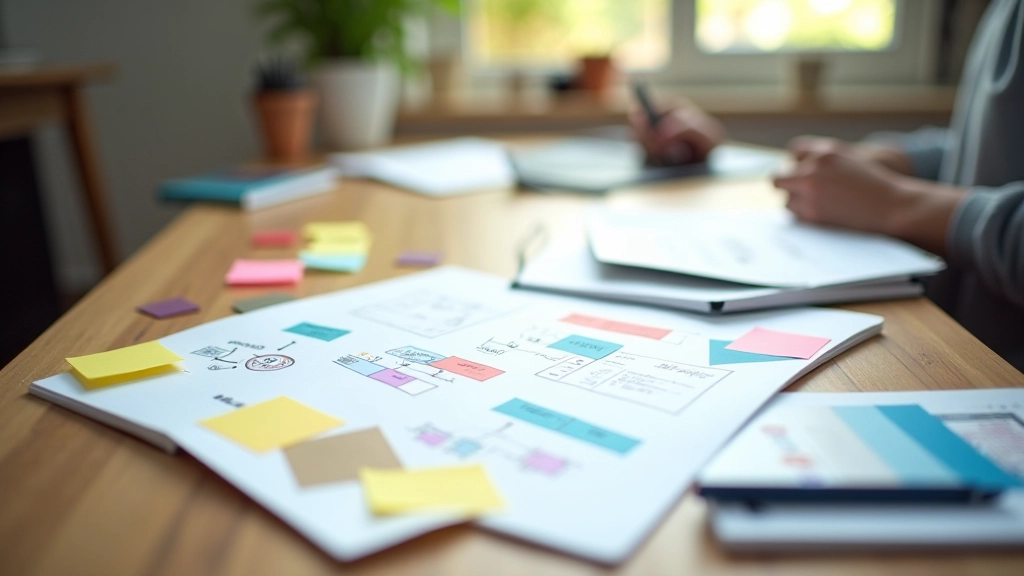 Osoba radi na marketinškoj strategiji s post-it bilješkama i dijagramima